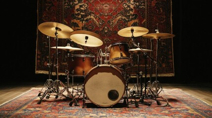 Fototapeta premium A Drum Set on an Ornate Rug