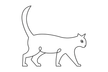 Continuous one line cat pet drawing out line vector illustration design