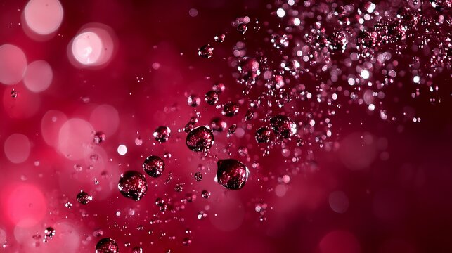 Red Bokeh Background with Water Droplets for Artistic and Festive Mood : Generative AI
