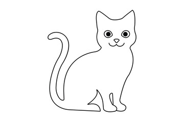 Continuous one line cat pet drawing out line vector illustration design