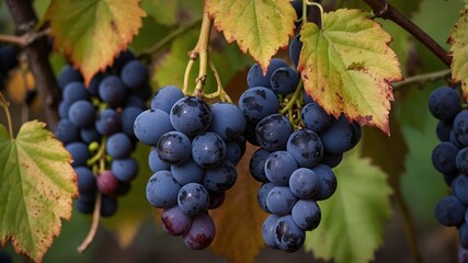 Fototapeta premium Crisp autumn grapes glowing in afternoon light