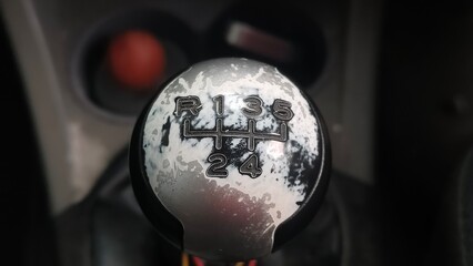 worn out manual gear knob 