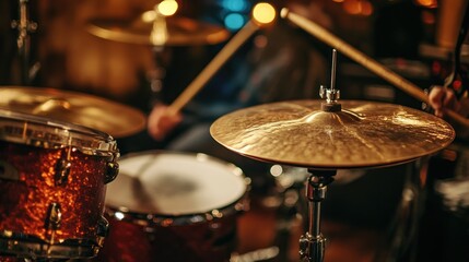 Fototapeta premium Close-up Shot of Drum Cymbal and Snare Drum
