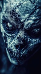 Close Up Of A Horrific Zombie Creature Face
