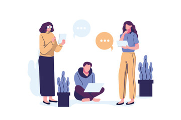 Small group of people working together flat style illustration vector design