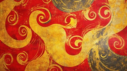 Naklejka premium Decorative Abstract Background with Swirling Patterns in Vibrant Colors