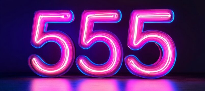 Neon Number 555 on Dark Background A Vibrant Symbol of Growth, Change, and New Beginnings