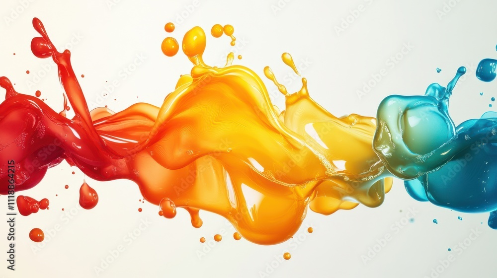 Poster vivid color splash abstract art with flowing fluid dynamics