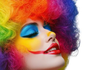 A rainbow clown wig is presented with best quality and accurate 
