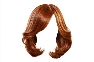 A stylish hair wig with a trendy design is isolated on a neutral background for a professional display.