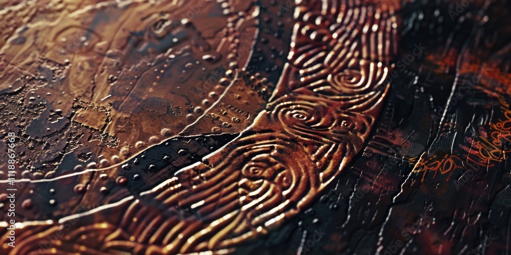 Poster abstract circular pattern with swirling designs, featuring a textured and detailed surface. modern d