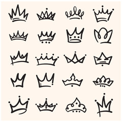 King crown With illustration style doodle and line art