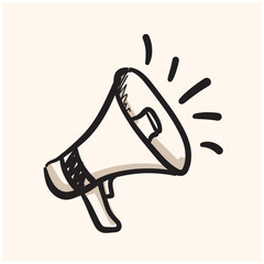 Obraz premium Megaphone With illustration style doodle and line art