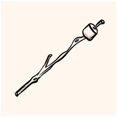marshmallow on a stick With illustration style doodle