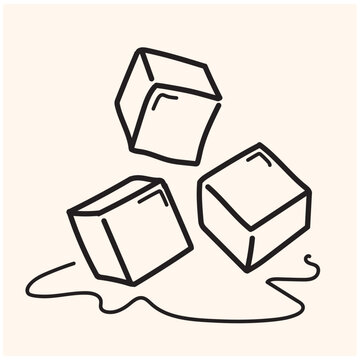 recommend clip art: Ice cubes With illustration style doodle and line art