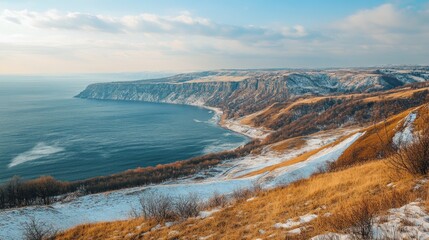 Coastal Cliffs Winter Landscape Scenic View