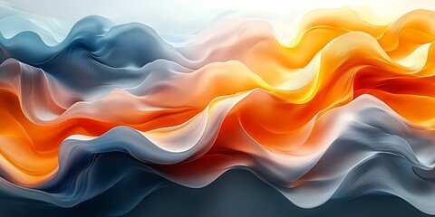 Fototapeta premium Abstract orange and blue waves flowing smoothly.