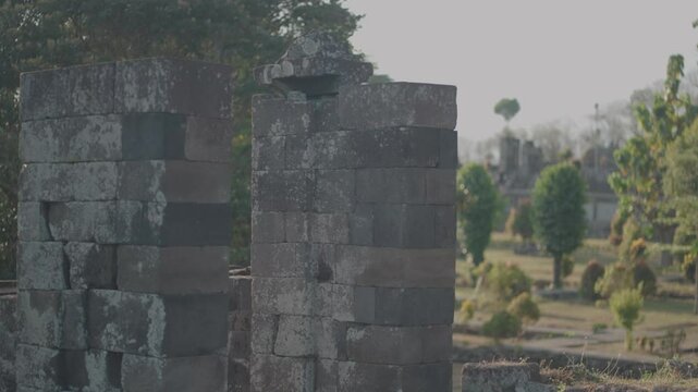 Yogyakarta, Indonesia - Candi Ratu Boko Palace archaeological site in Java. South of Prambanan temple complex during Sunset
