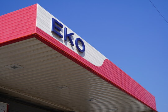 heraklion , greece, 08 80 2024 : gas station in Crete island , Eko company