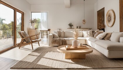 Fototapeta premium Elegant lighting fixtures for white and neutral living room designs