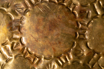 close up of hammered brass Iraqi tray