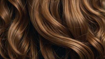 Fototapeta premium Wavy light brown hair with shiny curls background