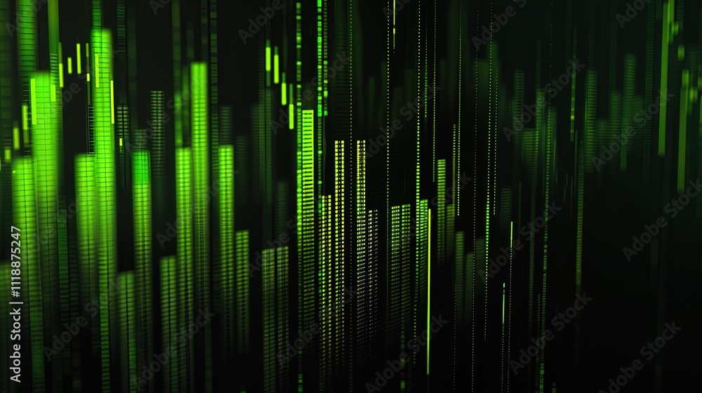 Poster abstract green digital data streams visualization