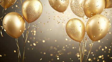 Golden Balloons and Confetti Celebration