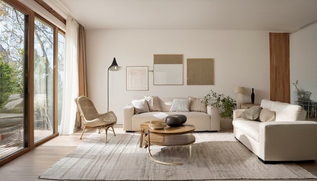 Incorporating personal photos in white and neutral living room decor for a sentimental and warm touch