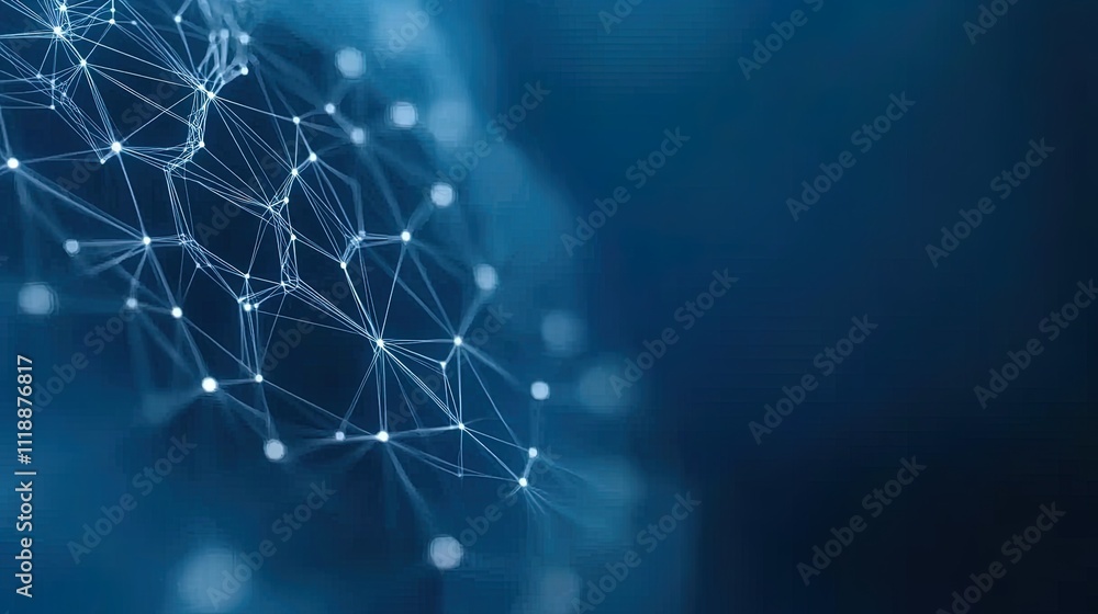 Poster abstract blue network showing interconnected nodes