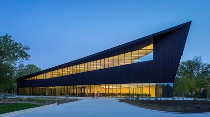 Modern Architectural Marvel: Dusk Illumination