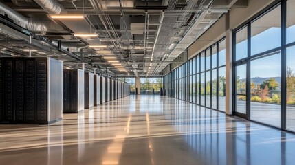 Obraz premium Modern Server Room with Panoramic Views