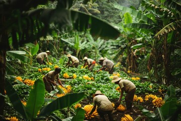 Banana Harvest on a Plantation