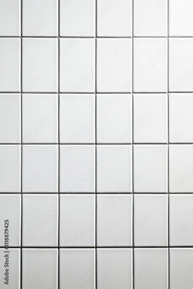 Poster white tiled floor with a black border. the tiles are square and white. the floor is empty and unoccu