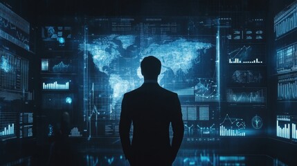 Businessman Analyzing Global Data