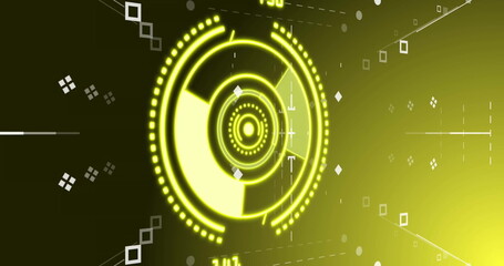 Obraz premium Image of scope and digital data processing over dark background