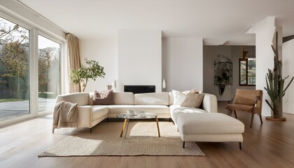 Fototapeta premium Creating a Stylish Gallery Wall in White and Neutral Living Room