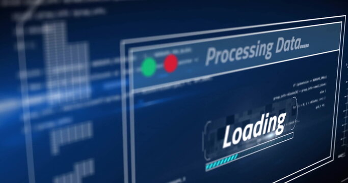 Image of text and digital data processing over screen