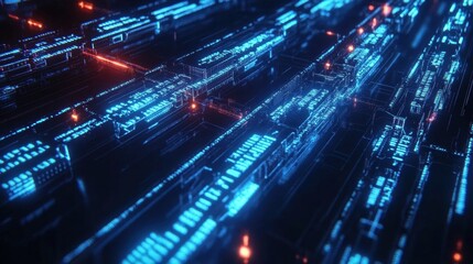 Fototapeta premium Futuristic Digital Network Data Stream