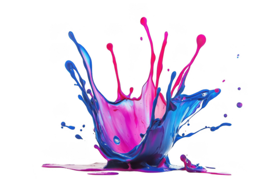 A colorful paint splash isolated on a png transparent background.