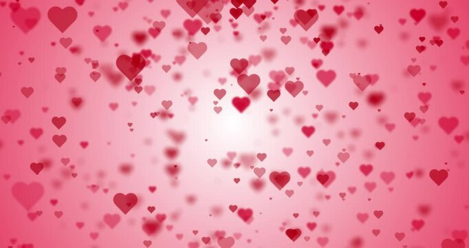 Pink Hearts animation for Valentine's day Greeting love video. 4K Romantic animation on gradient background for Valentine's day, St. Valentines Day, Mother's day, Wedding anniversary invitation e-card