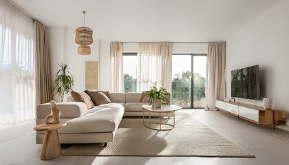 Fototapeta premium Creating a Stylish Dining Area in White and Neutral Living Room