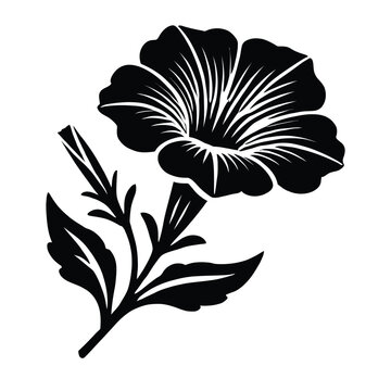 black flower blossom on white background clip art preview