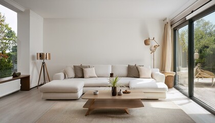 Fototapeta premium Modern White and Neutral Living Room Furniture for a Stylish Home