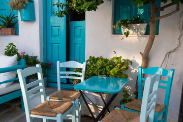 Abstract details of typical Greek taverna