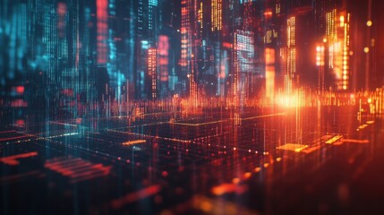Obraz premium Digital Cityscape: Abstract Data Visualization