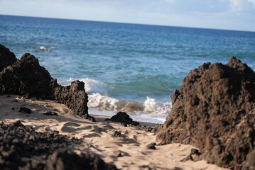 Secret beach and coral rocks in Maui Hawaii