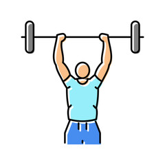 Naklejka premium overhead press arm fitness exercise color icon vector. overhead press arm fitness exercise sign. isolated symbol illustration