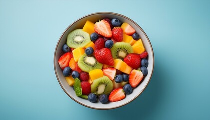 Colorful fruit salad in a bowl. Healthy and delicious!