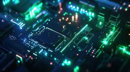 Obraz premium Cyberpunk Circuit Board Technology